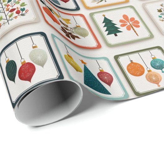 Fun Christmas Tree Pattern Grid Art Cadeaupapier (Rol Hoek)