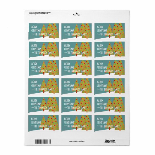 Fun Christmas Tree Trio Vakantie Party uitnodiging Etiket (Full Sheet)