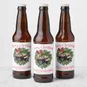 Fun Christmas Wreath Afbeelding Lijst Home Brew Bier Etiket (Flessen)
