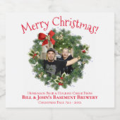 Fun Christmas Wreath Afbeelding Lijst Home Brew Bier Etiket (Enkel label)