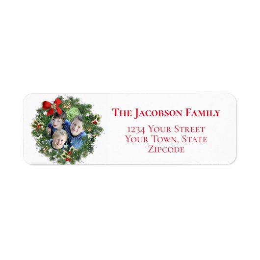 Fun Christmas Wreath Photo Lijst Retouradres Etiket (Voorkant)