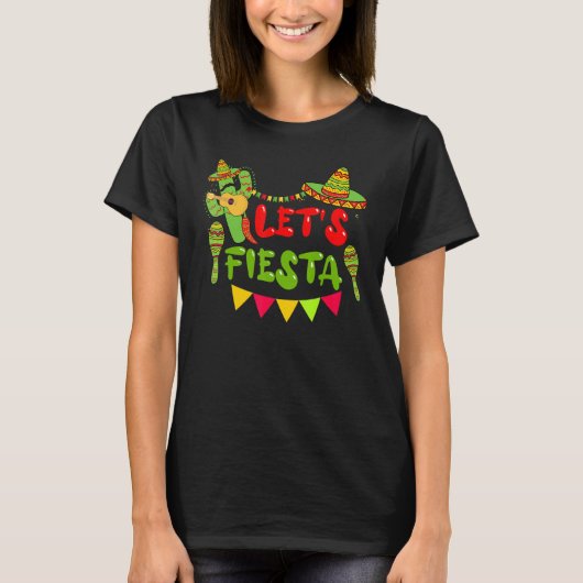 Fun Cinco De Mayo Mexican Playing Guitar Cactus Le T-shirt (Voorkant)