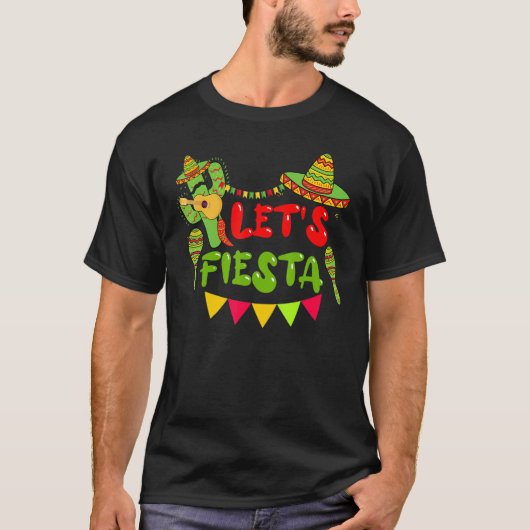 Fun Cinco De Mayo Mexican Playing Guitar Cactus Le T-shirt (Voorkant)