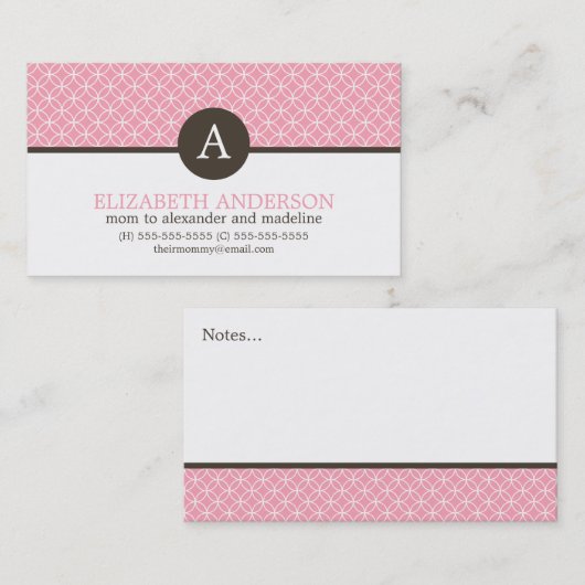 Fun Circles Pattern Monogramed Contactkaartje (Voorkant / Achterkant)