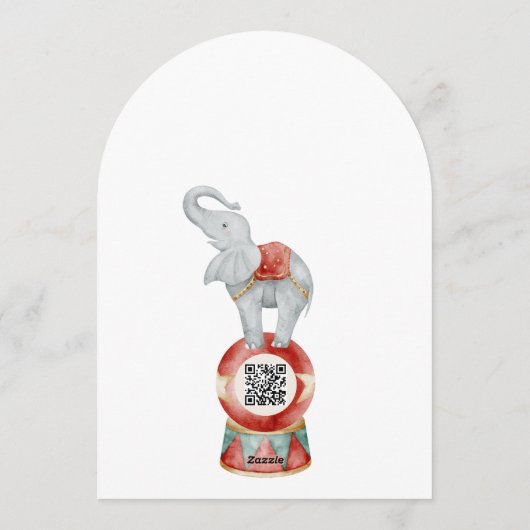 fun Circus Baby Shower with qr code Invitation Kaart (Achterkant)