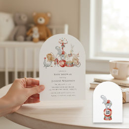 fun Circus Baby Shower with qr code Invitation Kaart