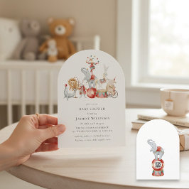 fun Circus Baby Shower with qr code Invitation Kaart