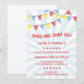 Fun Circus Birthday Party Kaart (Voorkant / Achterkant)