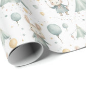Fun Circus Bunny Balloons Pattern Baby shower Cadeaupapier (Rol Hoek)