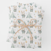 Fun Circus Bunny Balloons Pattern Baby shower Inpakpapier Vel (In situ)