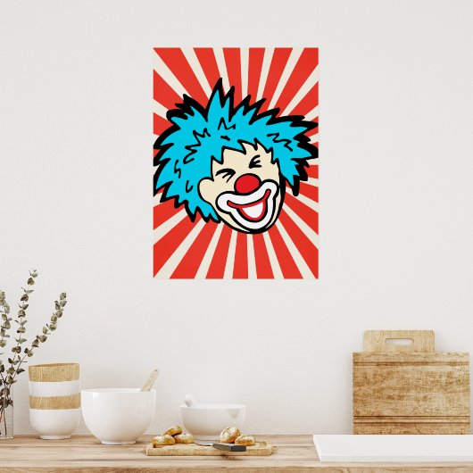 Fun circus clown bright grafisch poster (Keuken)