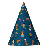 Fun Circus Party handelt Cartoon Pattern Blue Feesthoedjes (Voorkant)