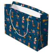 Fun Circus Party handelt Cartoon Pattern Blue Kind Groot Cadeauzakje (Achterkant Gekanteld)