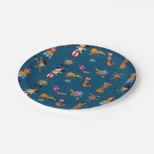 Fun Circus Party handelt Cartoon Pattern Blue Papieren Bordje (Gekanteld)