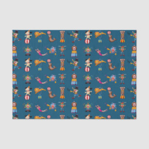 Fun Circus Party handelt Cartoon Pattern Blue Tissuepapier