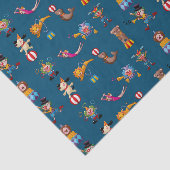 Fun Circus Party handelt Cartoon Pattern Blue Tissuepapier (Detail)