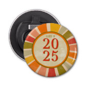 Fun Class of 2025 Retro Stijlvol Fun Modern Button Flesopener (Voorkant)