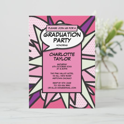 Fun class van 2022 Graduation Party Girly Pink Kaart (Staand voorkant)
