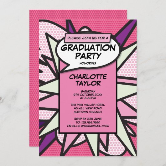 Fun class van 2022 Graduation Party Girly Pink Kaart (Voorkant / Achterkant)