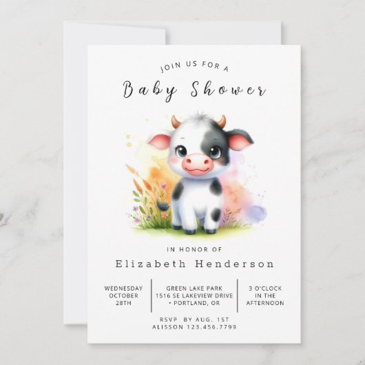 Fun Classic Koe Baby shower Kaart (Voorkant)