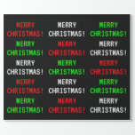 Fun, Classic Video Game Kijk "MERRY CHRISTMAS!" Cadeaupapier<br><div class="desc">Dit leuke design is uitgerust met de kerstgroet "MERRY CHRISTMAS!" in rode,  witte of groene tekst op een zwarte achtergrond,  in een stijl die lijkt op die van klassieke 8-bits videospellen. Dit zou een leuke manier kunnen zijn om kerstcadeaus of cadeaus te verpakken voor iemand die van  computerspelletjes houdt.</div>