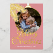 Fun Classic Witte Pijnboom Naalden Goud Folie Feestdagenkaart (Voorkant)