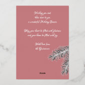 Fun Classic Witte Pijnboom Naalden Goud Folie Feestdagenkaart (Achterkant)