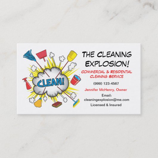 Fun Cleaning Service-visitekaartjes Visitekaartje (Voorkant)