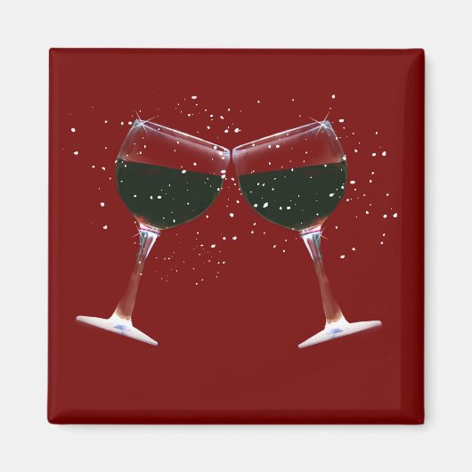 Fun Clinking, Toasting Wine Glasses Magnet (Voorkant)