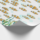 Fun Clown Fish Oranje White Black Blue Bubbles Cadeaupapier (Hoek)