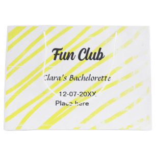 Fun Club vrijgezellenfeest gele lijnen achtergrond Groot Cadeauzakje