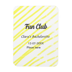Fun Club vrijgezellenfeest gele lijnen achtergrond Magneet