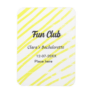 Fun Club vrijgezellenfeest gele lijnen achtergrond Magneet
