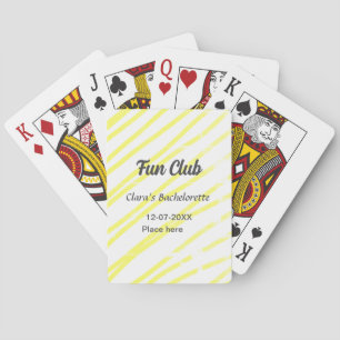 Fun Club vrijgezellenfeest gele lijnen achtergrond Pokerkaarten