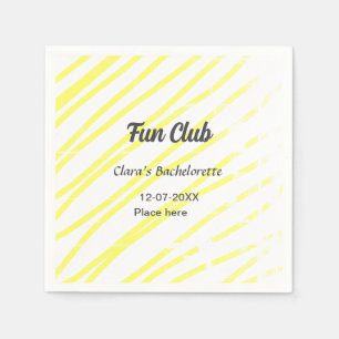 Fun Club vrijgezellenfeest gele lijnen achtergrond Servet
