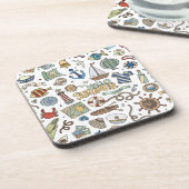 Fun Coastal Beach Illustraties Bier Onderzetter (Linkerzijde)