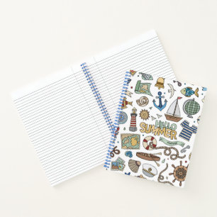 Fun Coastal Beach Illustraties Notitieboek