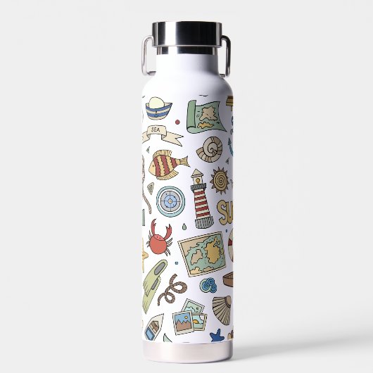 Fun Coastal Beach Nautical Design on White Waterfles (Voorkant)