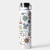 Fun Coastal Beach Nautical Design on White Waterfles (Achterkant)