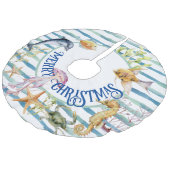 Fun Coastal Beach Theme Merry Kerstry Imitatie Linnen Kerstboom Kleed (Gekanteld)
