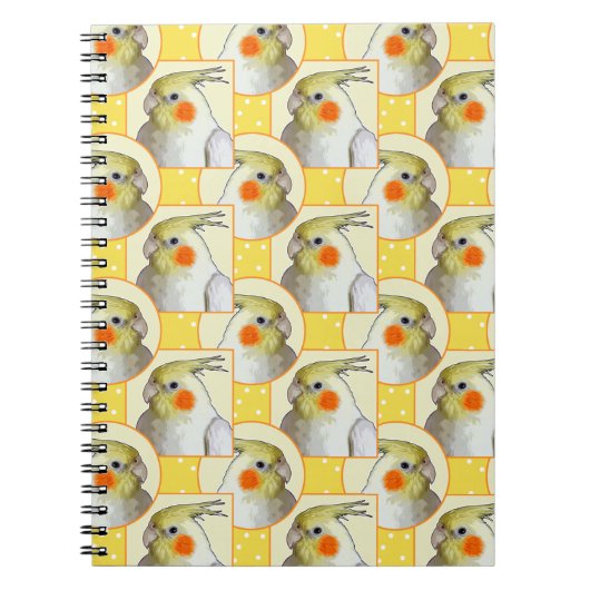 Fun Cockatiel Yellow White Pattern Pet Bird School Notitieboek (Voorkant)