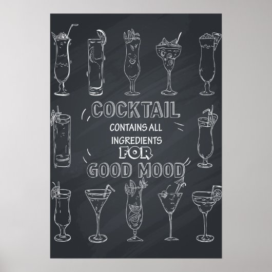 Fun Cocktail Chalkboard Party poster (Voorkant)