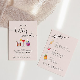 Fun Cocktails Birthday Weekend Kaart
