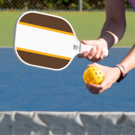 Fun Cocoa Brown Yellow Border White Center Stripe Pickleball Paddle