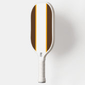 Fun Cocoa Brown Yellow Border White Center Stripe Pickleball Paddle (Links)