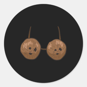 Fun Coconut Summer Coconuts Bra Fun Halloween Cost Ronde Sticker