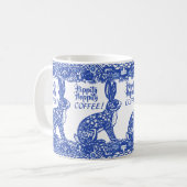 Fun Coffee Blue White Bunny Rabbit Chinoiserie Koffiemok (Voorkant links)