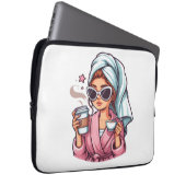 Fun Coffee Girl in a Robe Electronics Bag Laptop Sleeve (Voorkant Rechts)