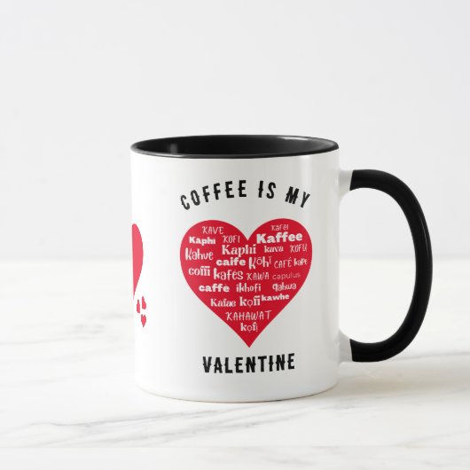 Fun COFFEE IS MIJN VALENTIJN Red Hearts Mok (Rechts)