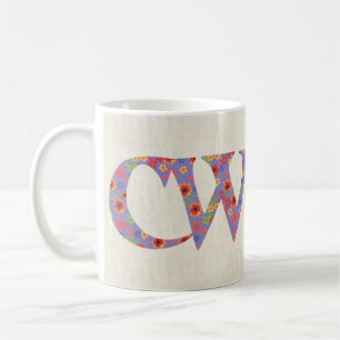 Fun Coffee Mok, Welsh Floral Cwtch Slogan Koffiemok